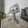 Silver Serenity: Hand-Carved Rustic Wooden Serene Elephant