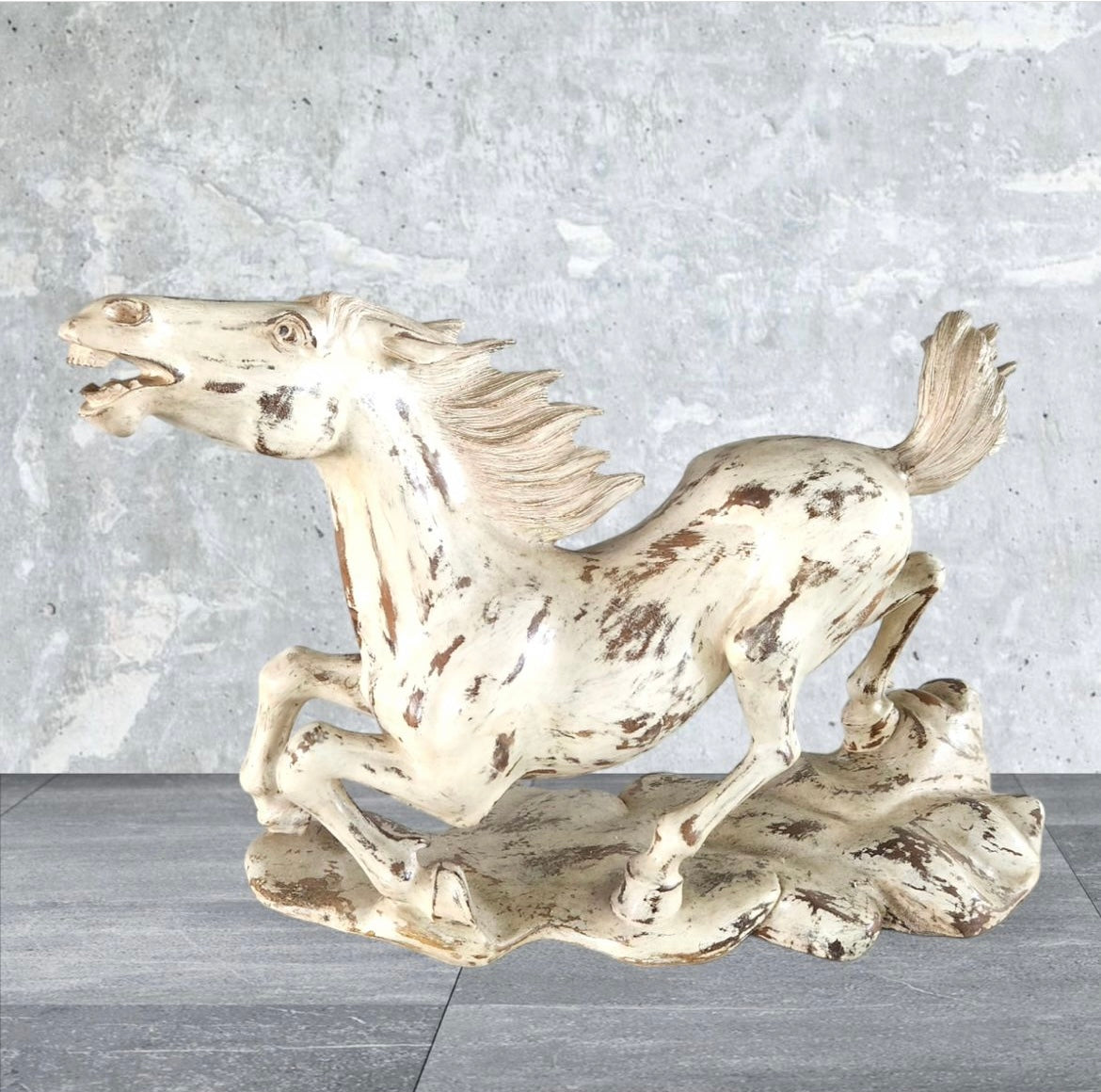 Speed and Grace: Hand-Carved Rustic Wooden Racehorse