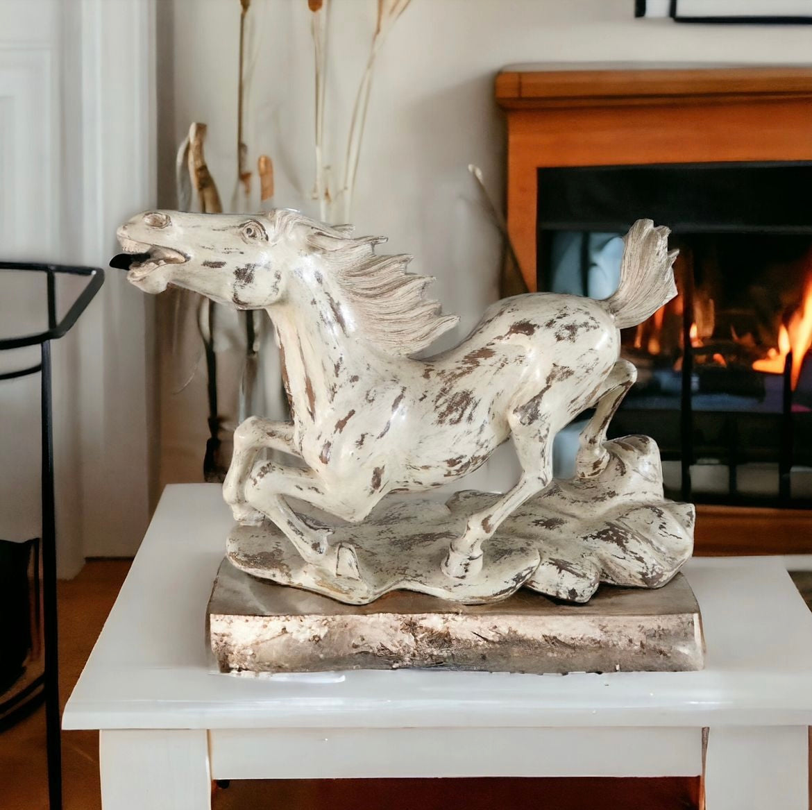 Speed and Grace: Hand-Carved Rustic Wooden Racehorse