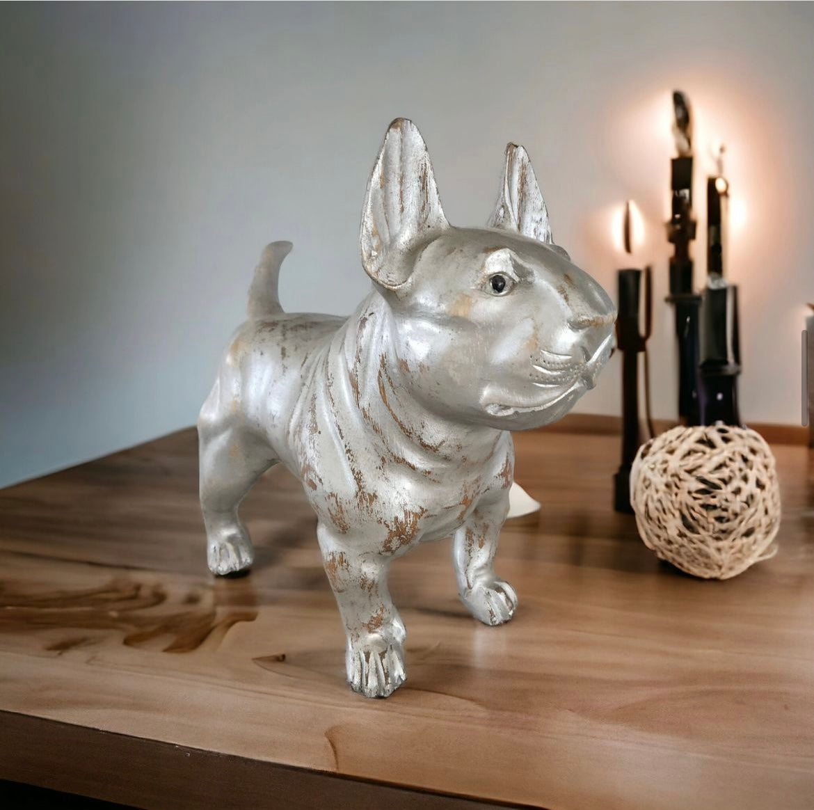 Majestic Canine: Hand-Carved Rustic Wooden Dog