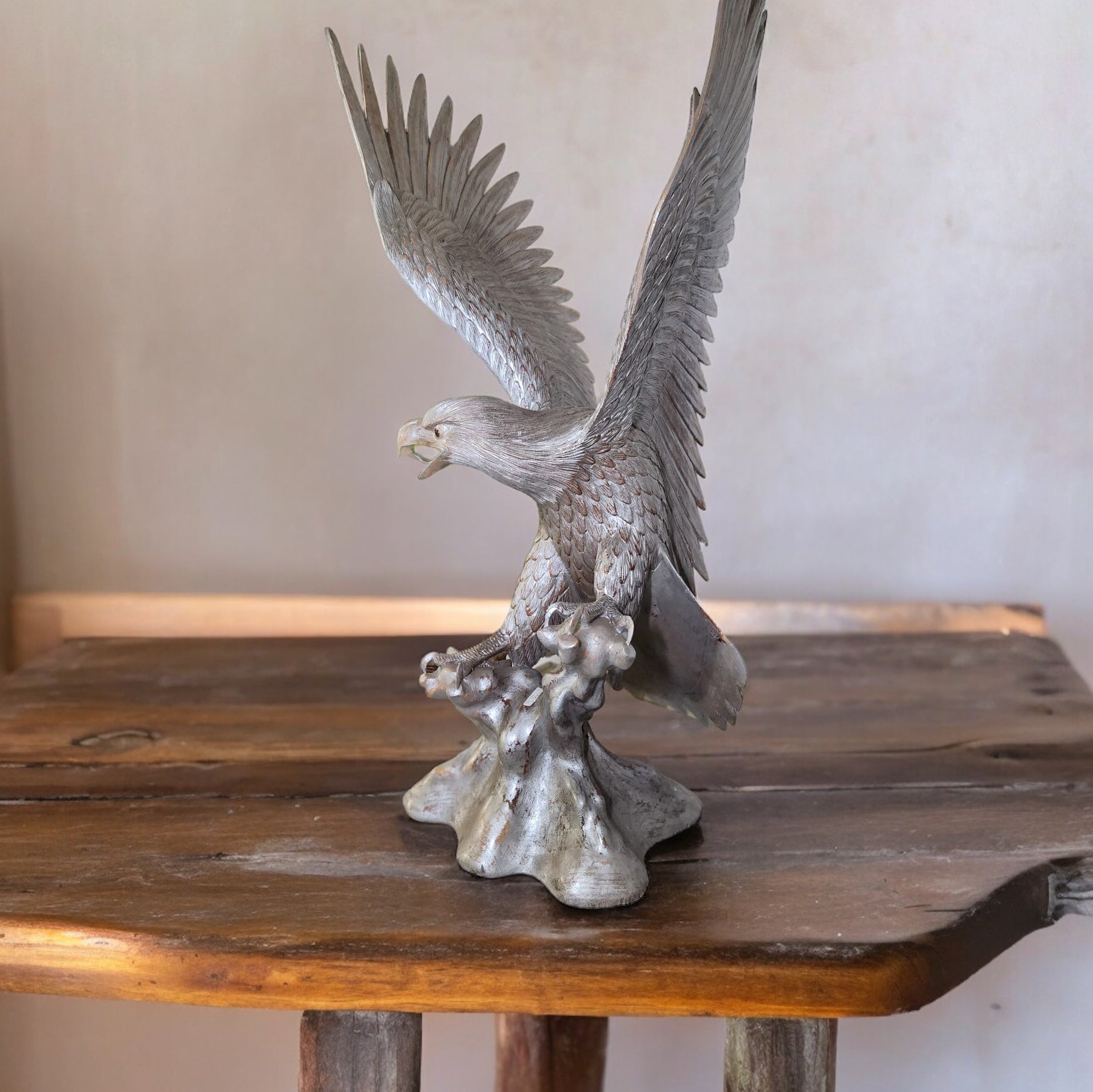 Hand-carved Rustic Wooden Falcon